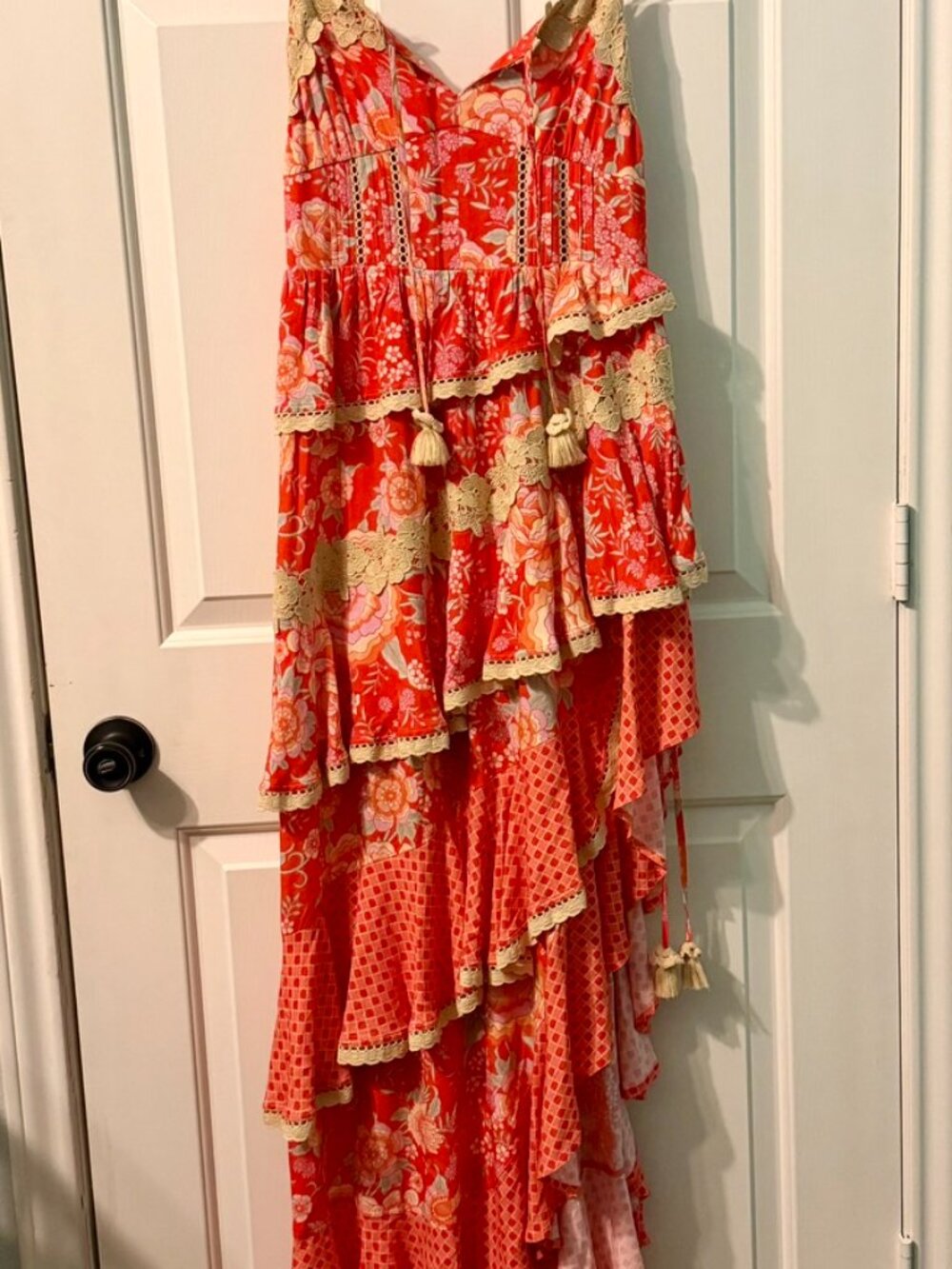 Free People x SPELL Full Bloom Ruffle Soirée Dress Daylily NWT Small Rare - Picture 7 of 16